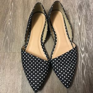 J. Crew Navy and White Polka Dot Flats